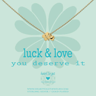 Necklace clover and heart, "Luck and love"
