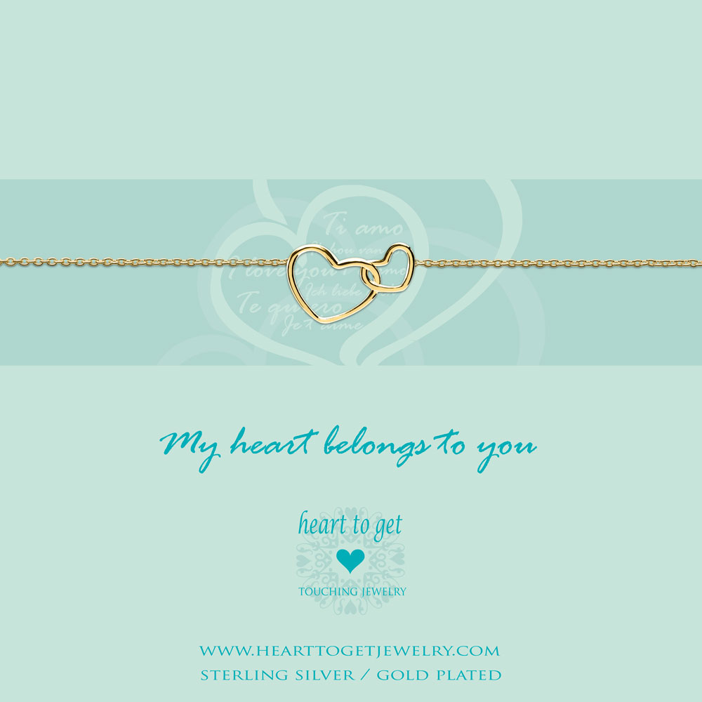 Bracelet entwined hearts, "My heart belongs to you" - Afbeelding 2