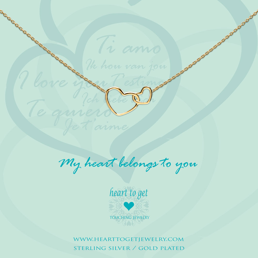 Necklace entwined hearts, "My heart belongs to you"