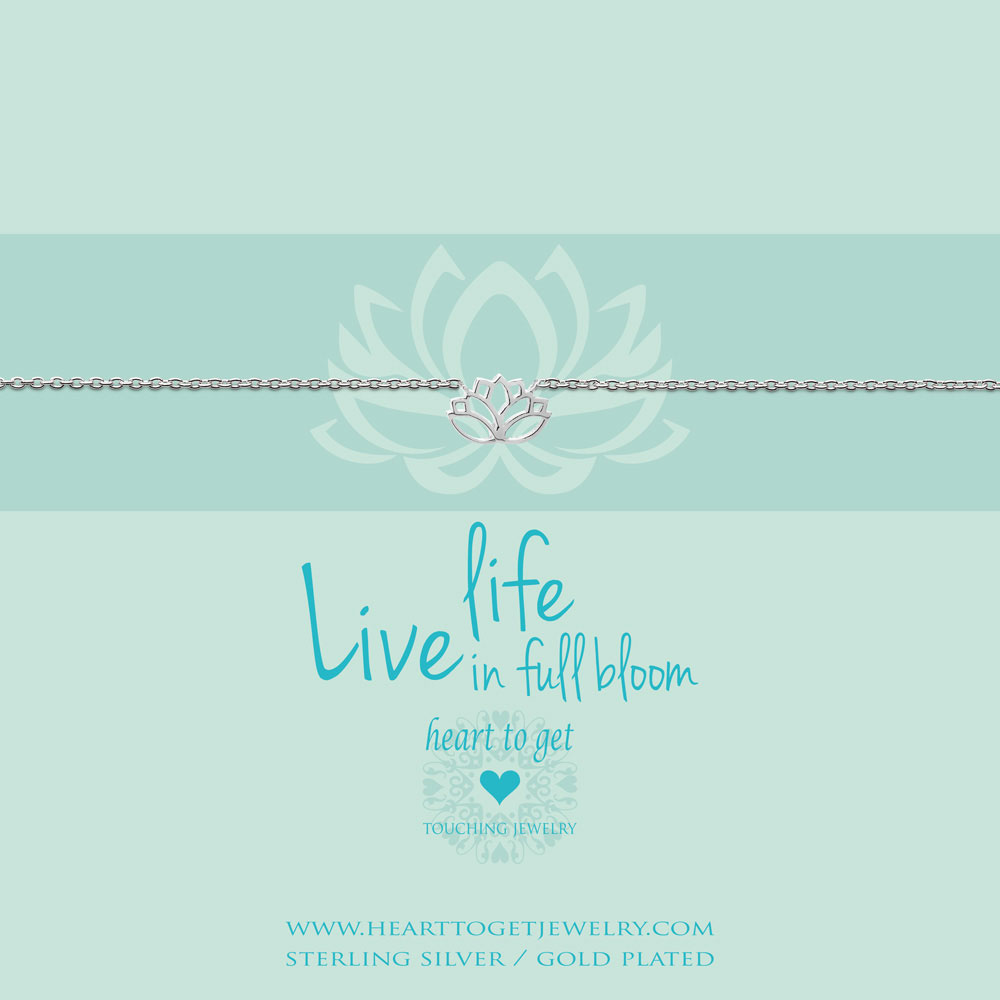 bracelet lotus, 'Live life in full bloom', silver, gold plated or rose plated, €39,95-€49,95, Love for Charity collection, Heart to Get Jewelry