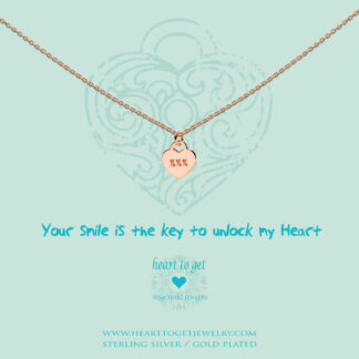 Necklace heart lock, "Your smile is the key to unlock my heart"