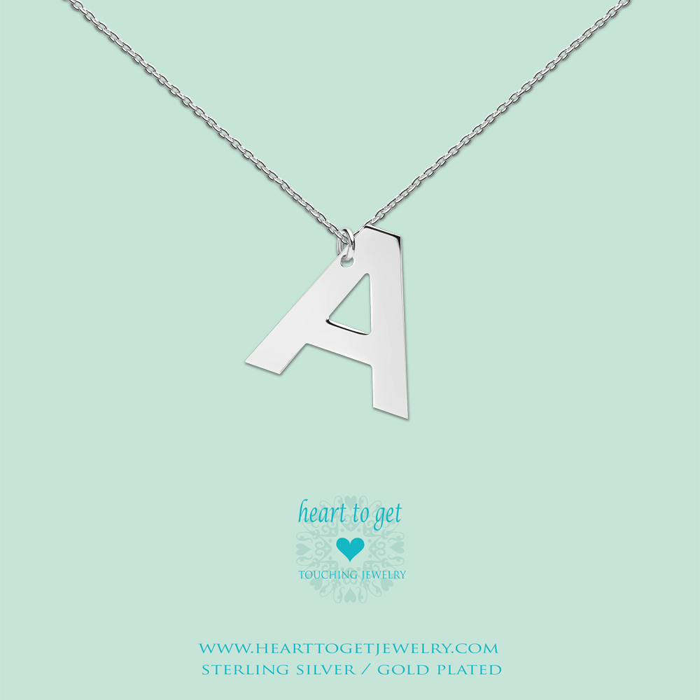 big initial A, silver and gold plated, Big Initial Collection, Heart to Get Jewelry