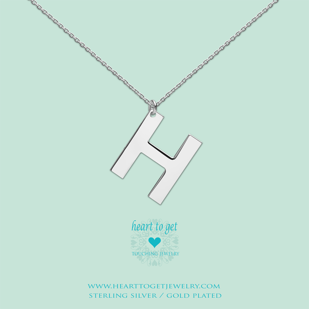 big initial H, silver and gold plated, Big Initial Collection, Heart to Get Jewelry