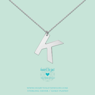 big initial K, silver and gold plated, Big Initial Collection, Heart to Get Jewelry