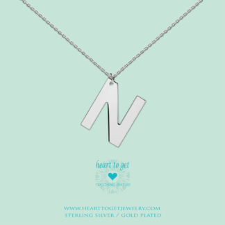 big initial N, silver and gold plated, Big Initial Collection, Heart to Get Jewelry