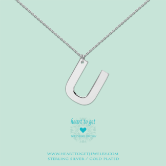 big initial U, silver and gold plated, Big Initial Collection, Heart to Get Jewelry