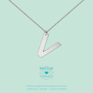 big initial V, silver and gold plated, Big Initial Collection, Heart to Get Jewelry