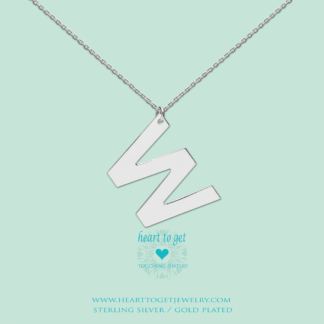 big initial W, silver and gold plated, Big Initial Collection, Heart to Get Jewelry