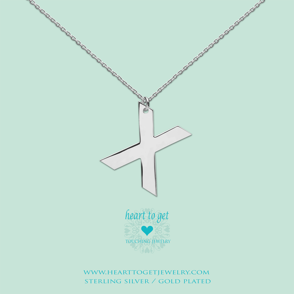big initial X, silver and gold plated, Big Initial Collection, Heart to Get Jewelry
