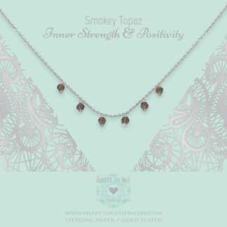 necklace dangling gemstones Smokey Topaz, Inner strength & Positivity, silver and gold plated, €59,95 - €69,95, Gemstone collection, Heart to Get Jewelry
