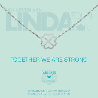 necklace clover heart, LINDA. foundation, 'Together we are strong', silver or gold plated, €59,95-€69,95, Love for Charity collection, Heart to Get Jewelry