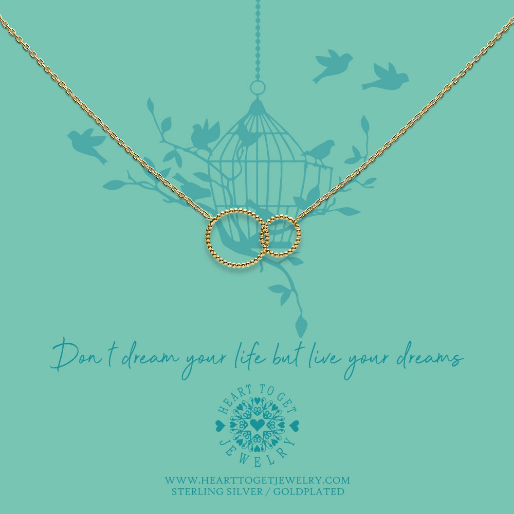 Necklace, double karmaring dots, don't dream your life but live your dreams