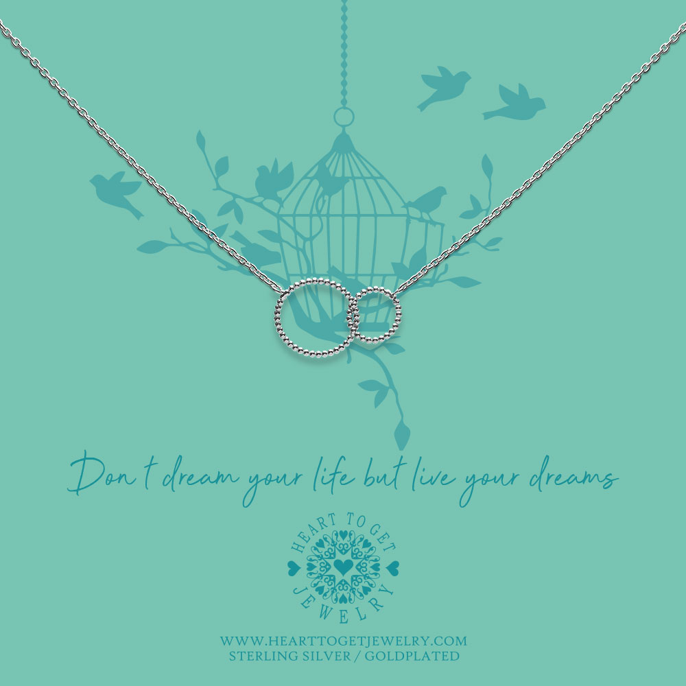 Necklace, double karmaring dots, don't dream your life but live your dreams - Afbeelding 2