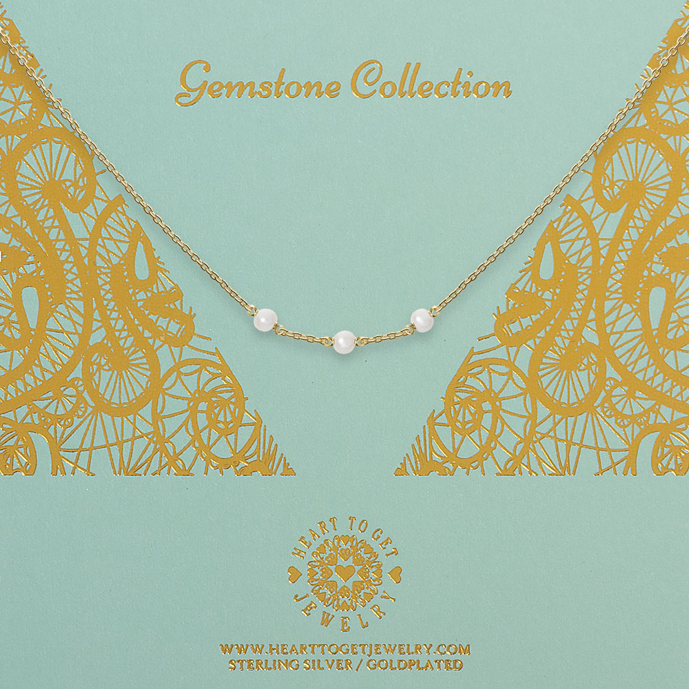 Necklace gemstones in between, Pearl - Afbeelding 2