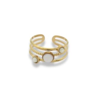 Statement Ring - Wikkelring met 3 stenen - Statement Ring Adjustable - Statement Ring - Statement Ring Goud