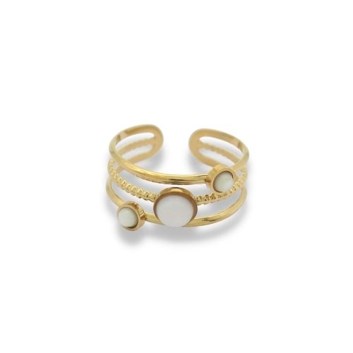 Statement Ring - Wikkelring met 3 stenen - Statement Ring Adjustable - Statement Ring - Statement Ring Goud