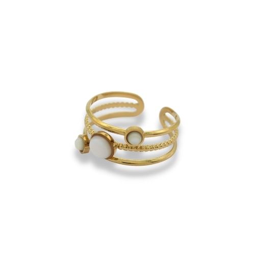 Statement Ring - Wikkelring met 3 stenen - Statement Ring Adjustable - Statement Ring - Statement Ring Goud