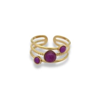 Statement Ring - Wikkelring met 3 stenen - Statement Ring Adjustable - Statement Ring - Statement Ring Goud