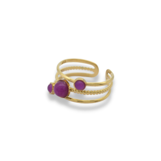 Statement Ring - Wikkelring met 3 stenen - Statement Ring Adjustable - Statement Ring - Statement Ring Goud