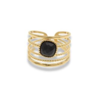 Statement Ring - Wikkelring met steen - Statement Ring Adjustable - Grote Statement Ring - Statement Ring Goud