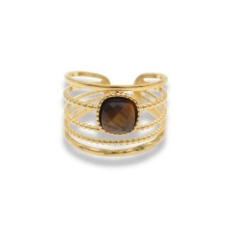 Statement Ring - Wikkelring met steen - Statement Ring Adjustable - Grote Statement Ring - Statement Ring Goud