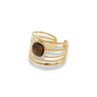 Statement Ring - Wikkelring met steen - Statement Ring Adjustable - Grote Statement Ring - Statement Ring Goud