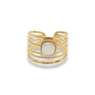 Statement Ring - Wikkelring met steen - Statement Ring Adjustable - Grote Statement Ring - Statement Ring Goud